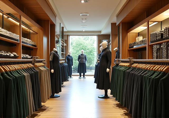 Interno del Pro Shop Stellari Drives con esposizione di abbigliamento premium